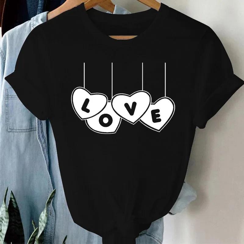 

Женская футболка с воздушным шаром и красным сердцем, свободные женские футболки с короткими рукавами и круглым вырезом, женская футболка, топы, одежда XXXL