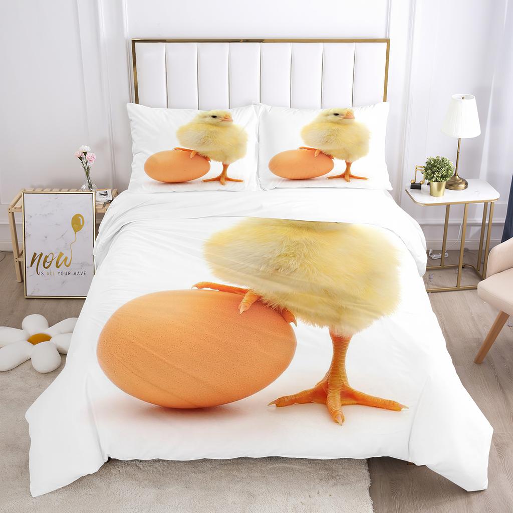 Chick Duvet Cover Set Farm Animals Quilt Cover Little Chicken Twin Bedding Set For Boys Girl Microfiber 2/3Pcs Comforter Cover