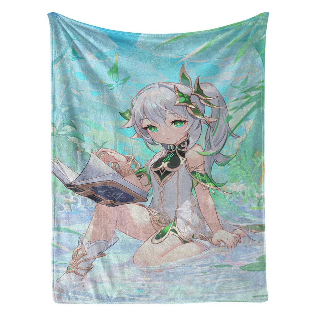Game Genshin Impact Nahida Green Flannel Blanket Cover Warmth Soft Anime Blanket Multifunctional Decor Home Universal Blankets