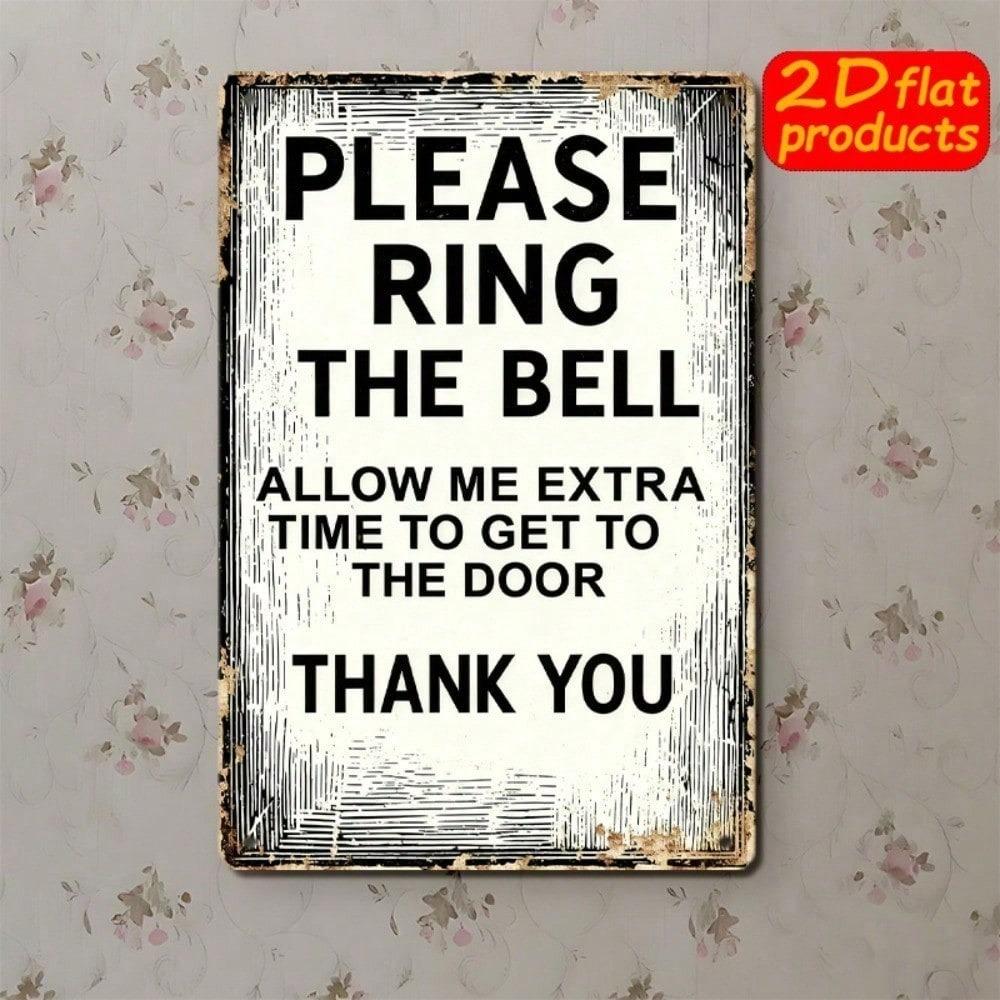 1pc 2D Flat Please Ring Bell Sign, Chinese English Bilingual Door Plaque with Bell Icon, Outdoor Entryway Warning Decor