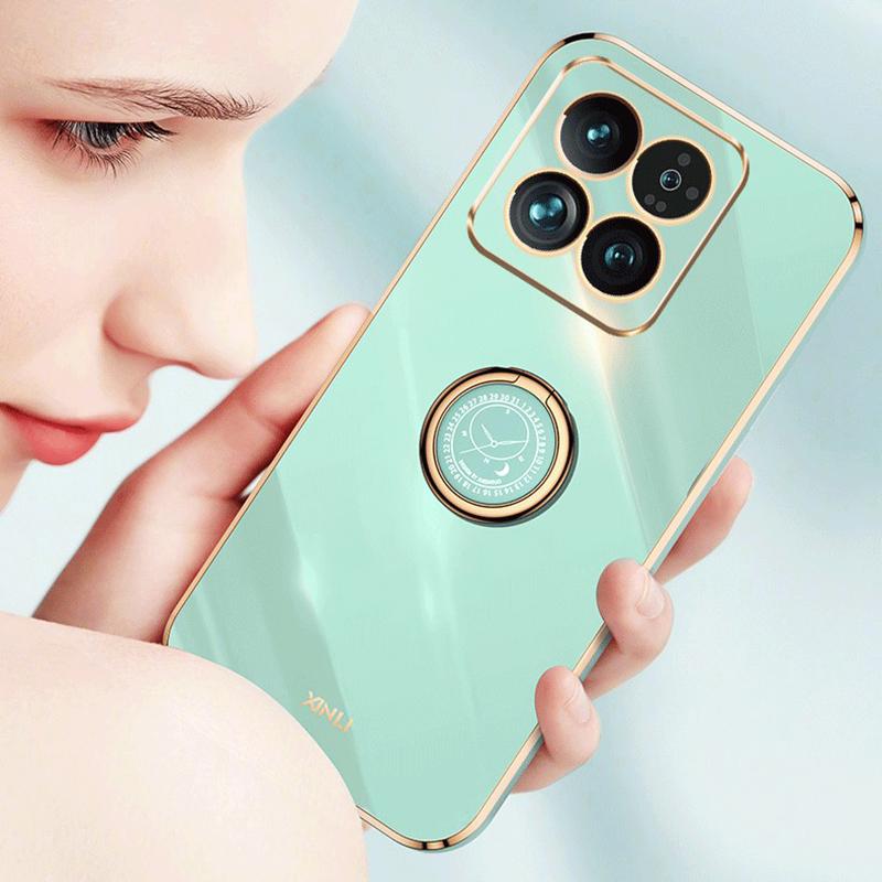 XINLI For Xiaomi 14 Pro Case Electroplated TPU Ring Kickstand Phone Cover