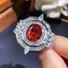 Color Zirconium Premium Bright Chinese Red Pink Diamond Yellow Diamond Necklace Opening Ring