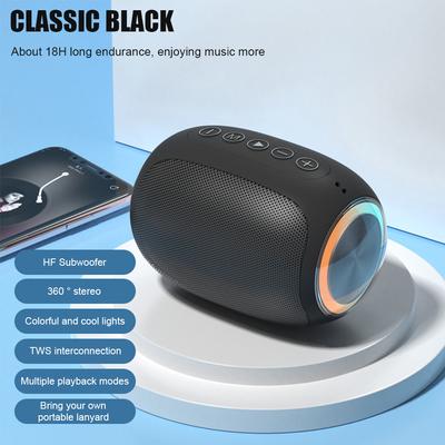 Portable Speaker Wireless Bluetooth Speaker Subwoofer Stereo Surround Outdoor Loudspeaker with Colorful Light Support FM RadioTF