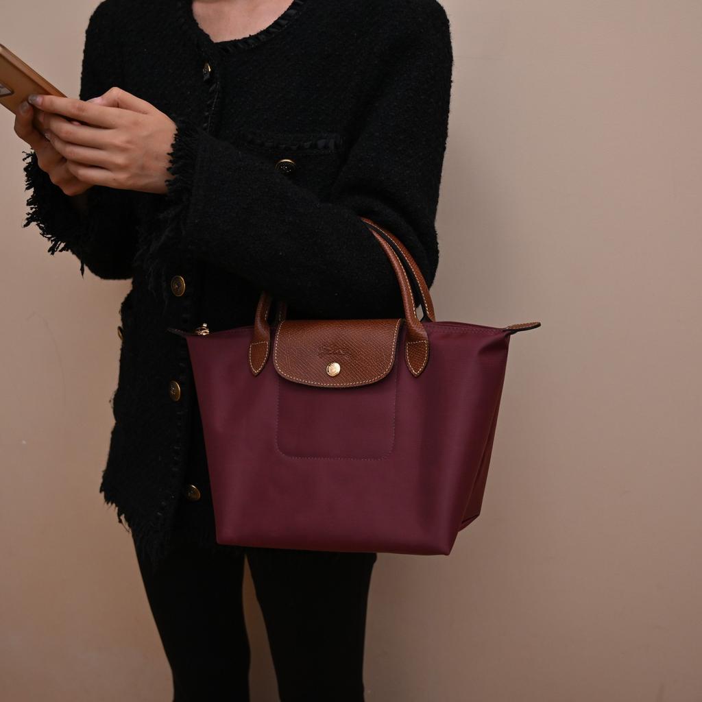 Longxiang Classic Hand-held Nylon Dumpling Bag, Embroidered Large-capacity Tote Bag, Waterproof Folding Single-shoulder Bag