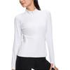 SAUCONY Solid Color Casual Stand Collar Breathable Long Sleeve Knit Top Women Tops Pearl-White SC1230135A-WT02