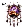 Retro Home Ornaments Halloween Crystal Window Suncatcher, Acrylic Witch Hanging Wind Chime, Decorative Seasonal Holiday Decor Ornament for Indoor