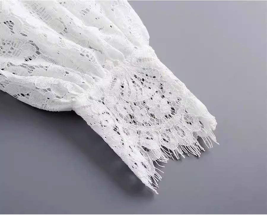 Versatile Lace Cardigan with Mock Collar - Women's Long Sleeve Shawl for Spring, Summer, and Autumn.