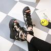 2025 Summer Women's Roman High Heel Sandals - Color Block Cross Straps, 12cm Wedge, Peep Toe