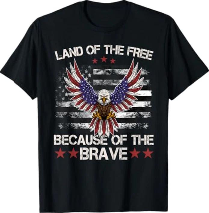 America Eagle Land of The Free Because of The Brave T-Shirt 4XL