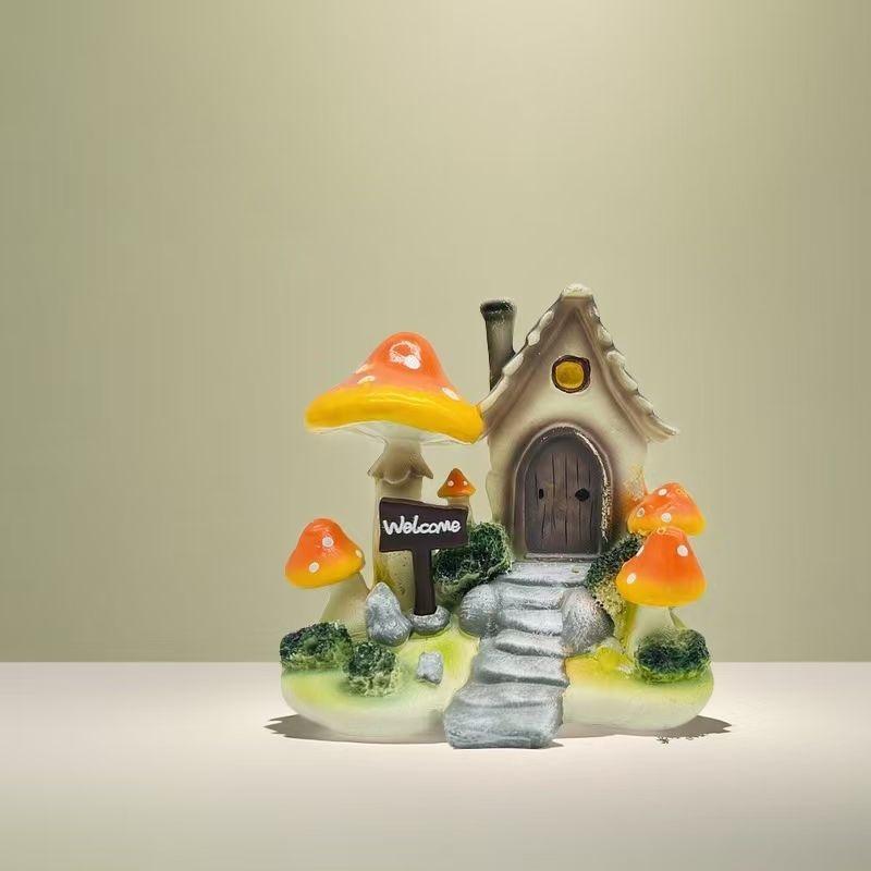 Garden Landscaping Ornaments Simulation Colorful Cartoon Mushroom House Creative Painted Lawn Garden Kindergarten Decoration Layout