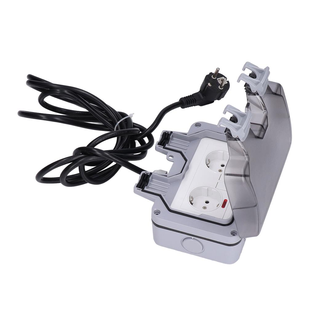 Outdoor Socket Dual European Power Outlet IP66 Waterproof Wall Receptacle  16A