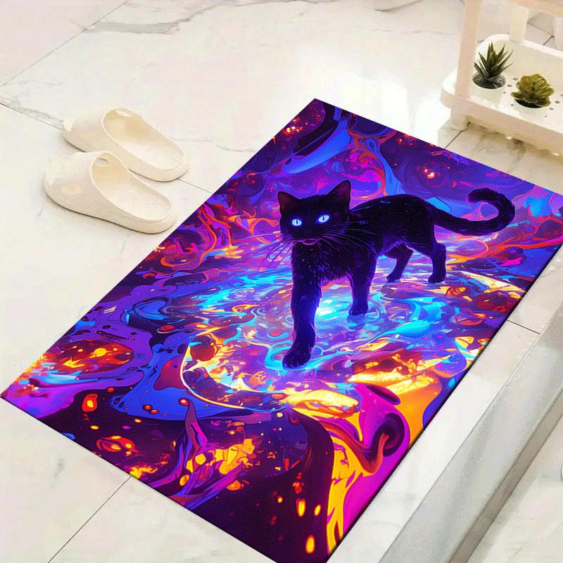 

1pc Black civet Design Indoor Area Rug - Soft, Anti-Slip, and Durable Gaming Room Decor for Bedroom 60cm by 90cm