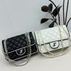 25P neue schwarz-weiße Panda CF Klapptasche, Diamant-Ketten-Tasche, hochwertige lässige vielseitige Einzel-Schulter-Crossbody-Tasche für Damen