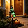 Scena Fiabesca Luminosa Decorazione Solare Caldaia da Strega Palo da Giardino Luce, Resina Halloween Percorso Lampada con Unico Motivo di Zucca, Impermeabile Esterno