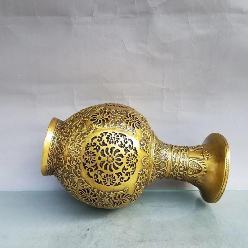 Yicuitang Copper Fortune, Prosperity, Longevity, Happiness Vase Living Room Flower Arrangement Imitation Retro Wine Cabinet Home