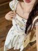 Xiaofei Sleeve Square Neck Floral Dress Children's Summer New Seaside Vacation Coffee Break French Temperament Long Dress