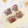 Christmas Gingerbread Man Enamel Pins Custom Bow Cookies Brooches Lapel Badges Clothes Funny Jewelry Gift for Kids Friends