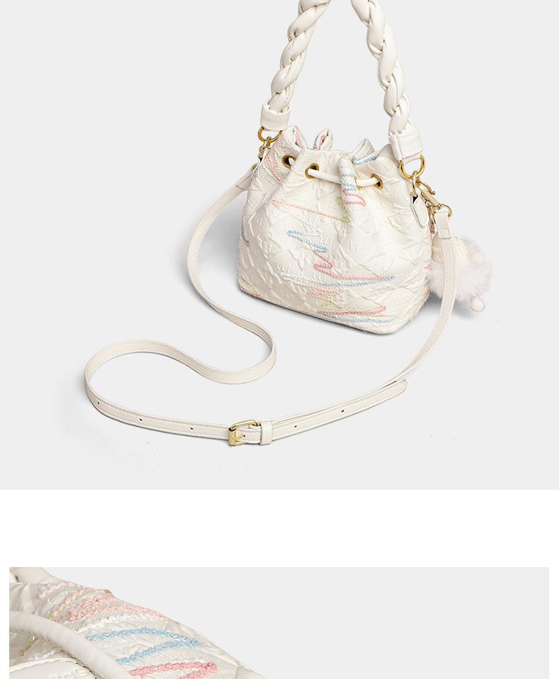 Viney Woven Handle Bucket Bag for Women, Sweet and Versatile Commuting Tote Crossbody Bag