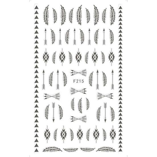 1 Sheet Geometry Feather Arrow 3D Nail Art Sticker Decal DIY Manicure Decor Tool