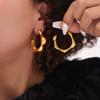 Elegant C-Shaped Stud Earrings, European/American Style, Irregular Design, Titanium Steel, Real Gold Plated, Cold & Sophisticated Appeal