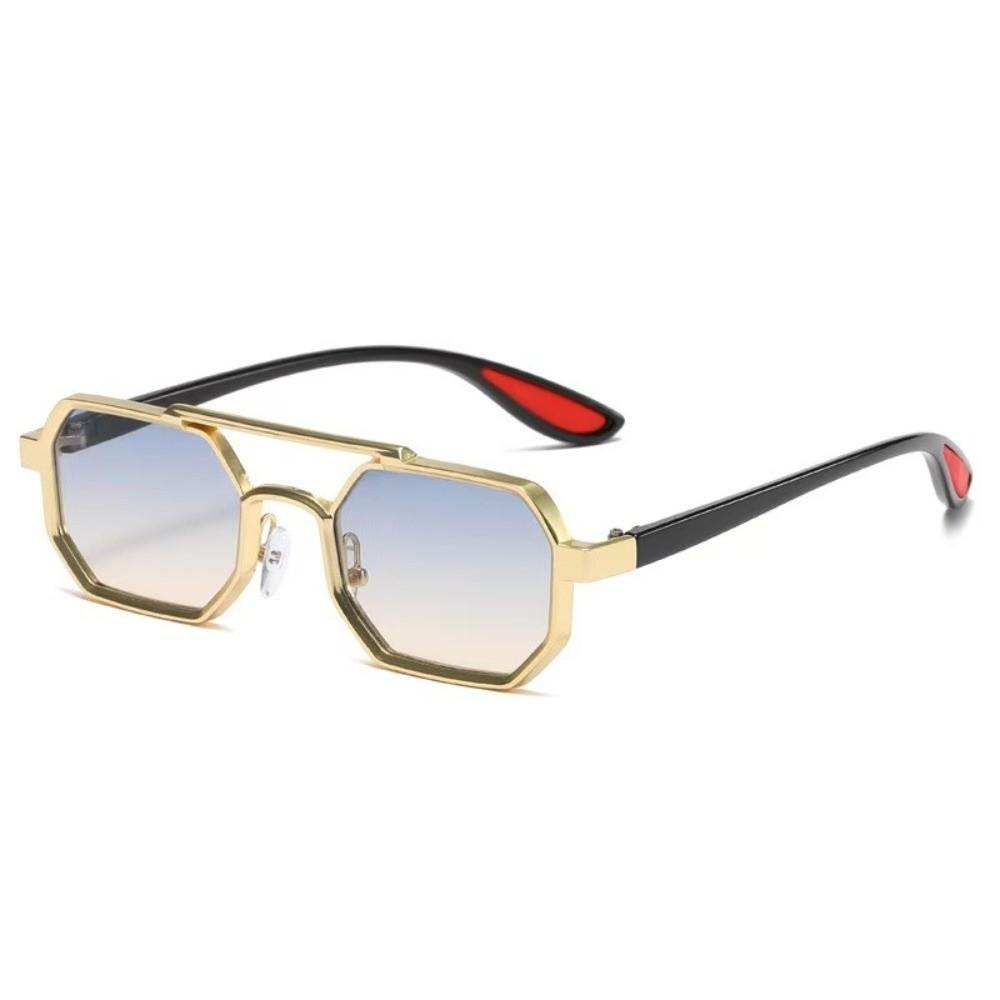 Gradient Unisex Polarized Sunglasses Indian Style Anti-UV Glasses Double-bar Square Sunnies  Party