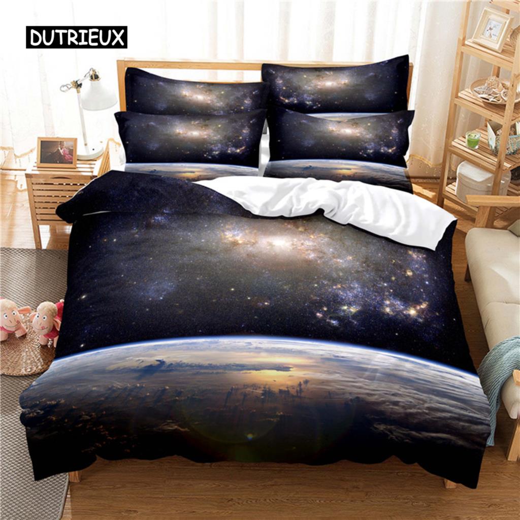 

Комплект постельного белья Earth, пододеяльник, комплект постельного белья с 3D-печатью, комплект постельного белья размера Queen, модный дизайн EU single(135x200cm)