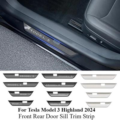 Welcome Pedal For Tesla Model 3 Highland 2024 Front Rear Door Frame Protective Strip Threshold Protector Sticker Stainless Steel