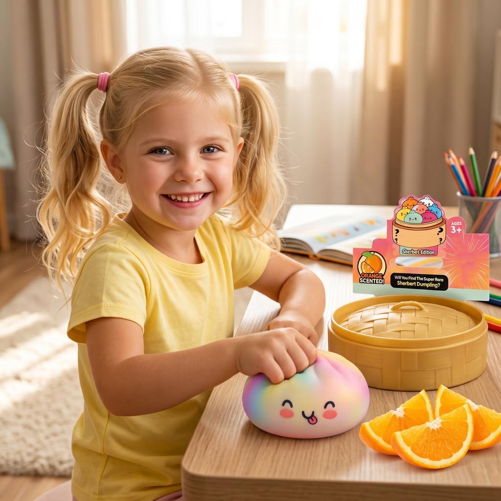 Orange Scented 8.5cm Toy Stress Random with Steam Basket Design