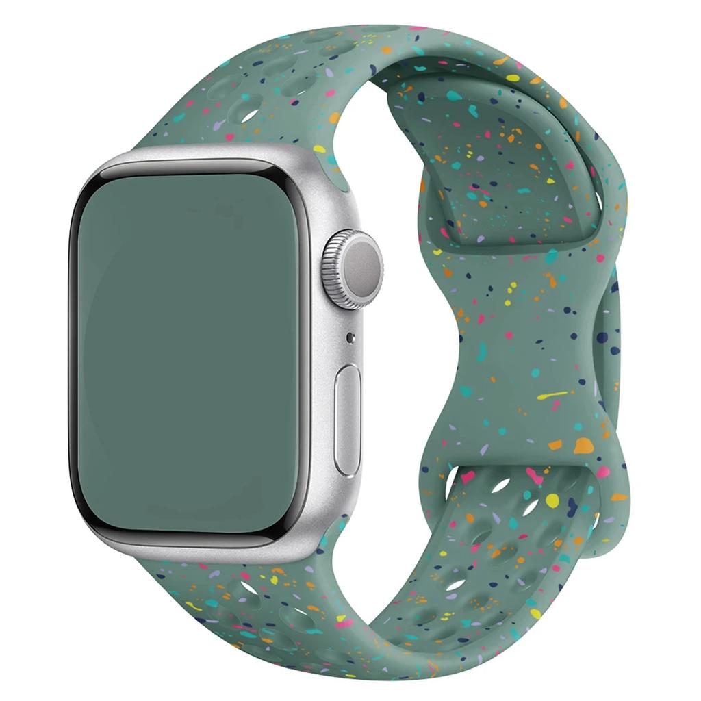 Color Particles Strap for Apple Watch Ultra 2 Band 49mm 45mm 44mm Silicone Bracelet for IWatch Series 9 8 7 6 5 41mm 42mm SE 4 3