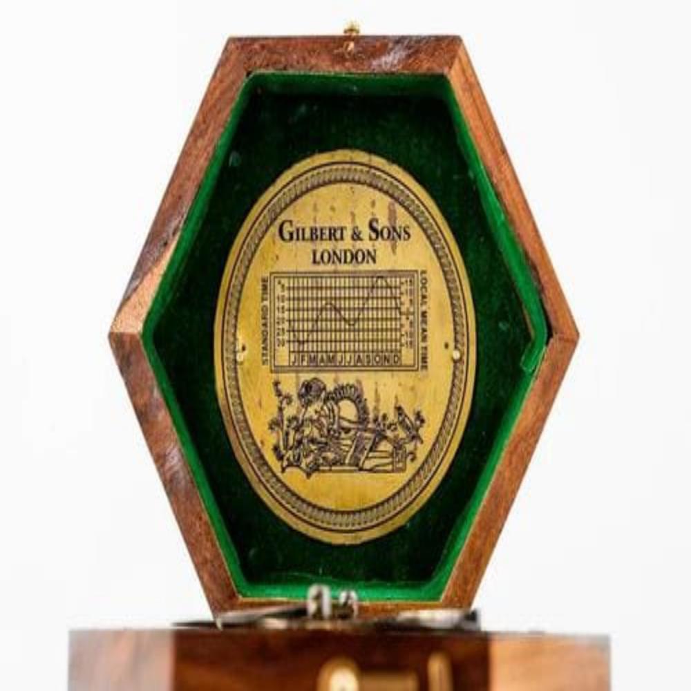 Set Of 2 - Vintage Brass Gilbert Sundial Compass with Wooden Box – Nautical Antique Navigation Compass