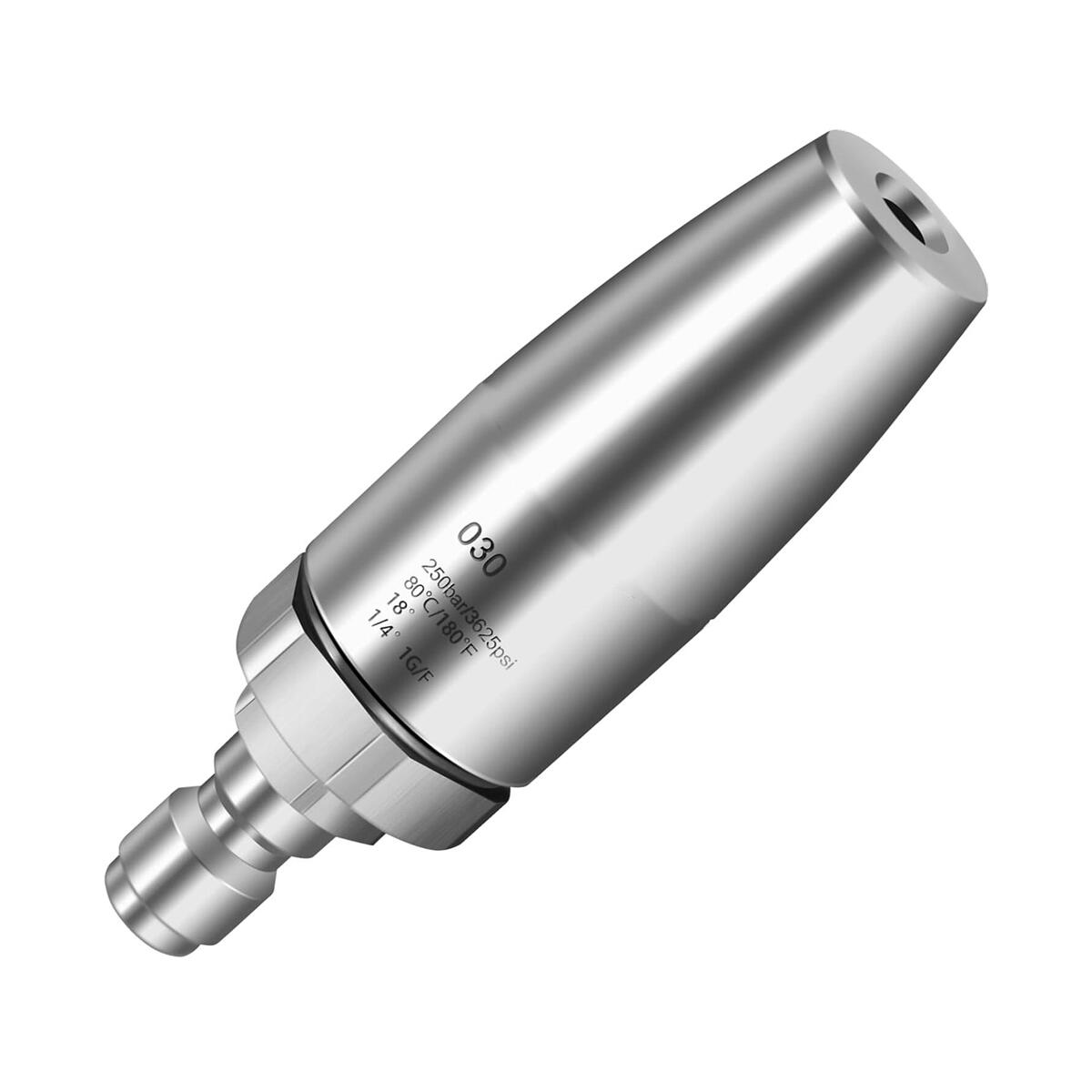 

Turbo Nozzle for Pressure Washer Rotating for Hot and Cold Water With 1/4 Quick Connect Stainless Steel 3625 PSI 030