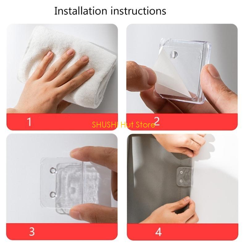 

Adhesive Shower Curtain Clips No Tools Required, Secures Curtains Firmly D57B CN
