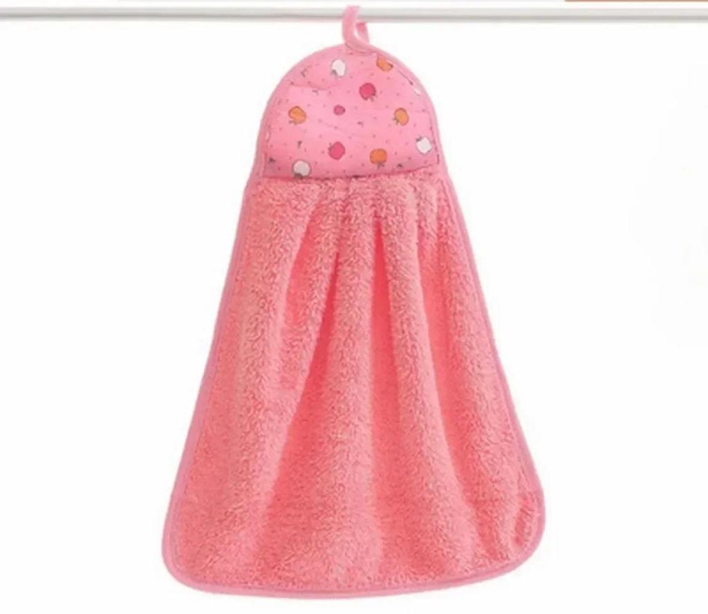 1 Pack Coral Fleece Bathroom Amenities Soft Hand Towels Absorbent Cloth Dish Cloth Hanging Cloth Kitchen Convenient Accessories LS