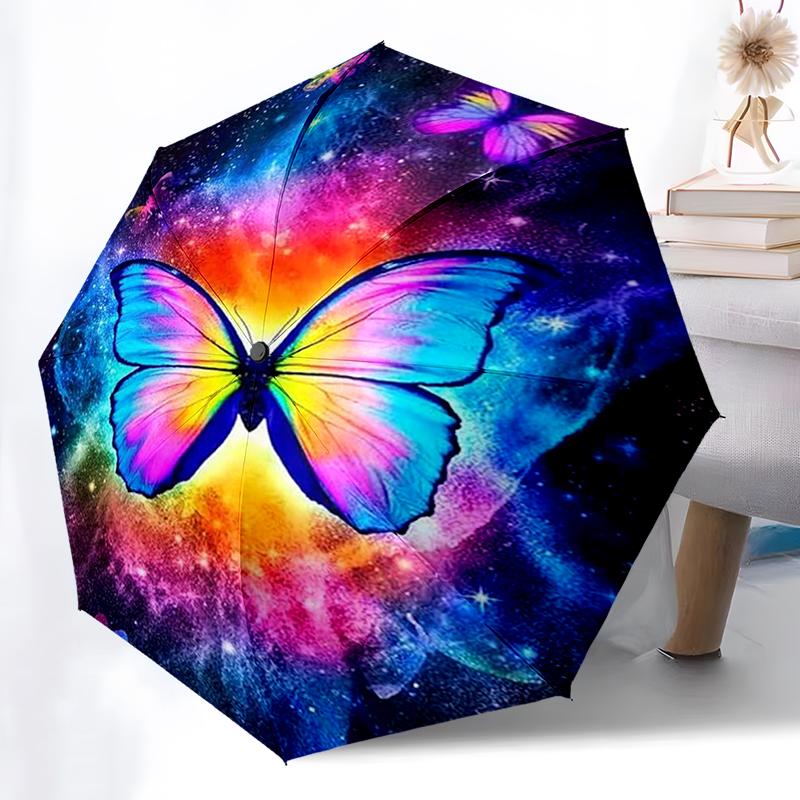 Fantasy Vlinderscherm Automatisch Openen/Sluiten, Stevig IJzeren Frame & 8-Ribs Structuur, Paraplu voor Dames & Heren, Kerstcadeaus
