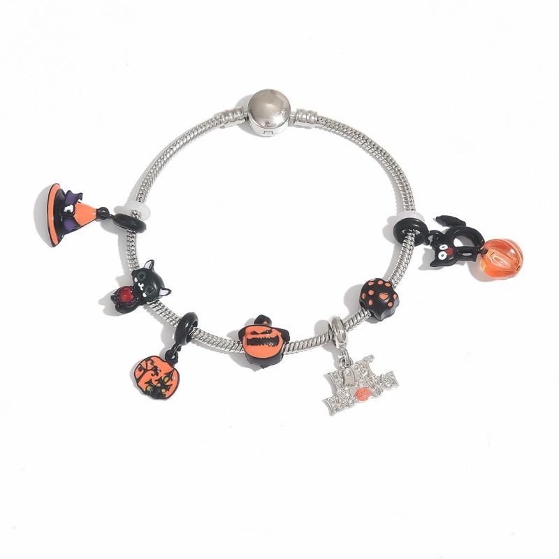 Halloween pumpkin bracelets, ornaments, jewelry, women's castle dripping oil personalized metal bracelets