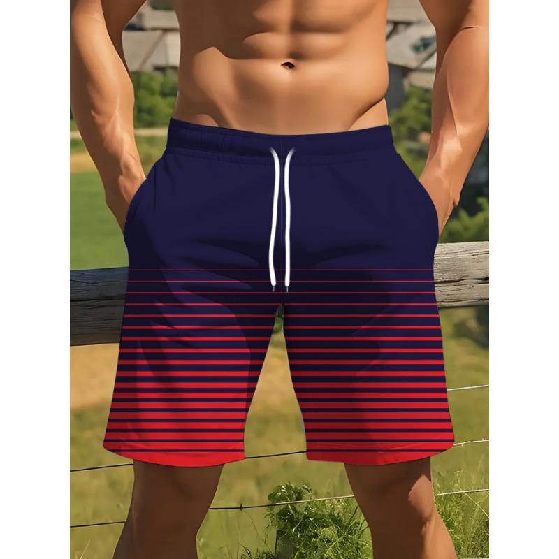 Men s Striped Gradient Color Shorts, Suitable for Home Wear S