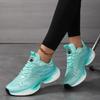 Women'S Sports Shoes, Lace Up Breathable Mesh Shock-Absorbing Running Shoes, Contrasting Color Fashionable Casual Shoes