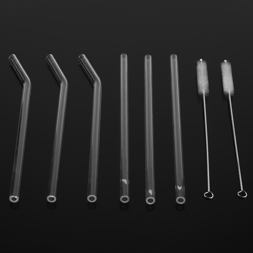 Opakovaně použitelná Ekologická Skleněná Brčka na Pití s Čisticím Kartáčkem Průhledné Pohodlné Nádobí