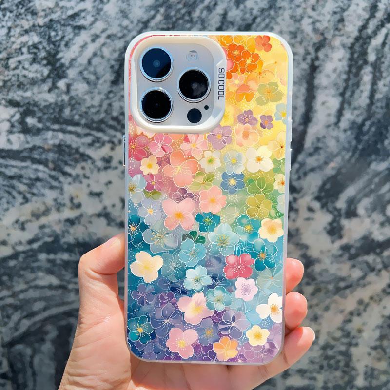 Colorful Flower Laser Phone Case For iPhone 15 Pro Max 14 13 11 12 Pro Max 13 Mini 15 14 Plus Shockproof Protection Back Covers