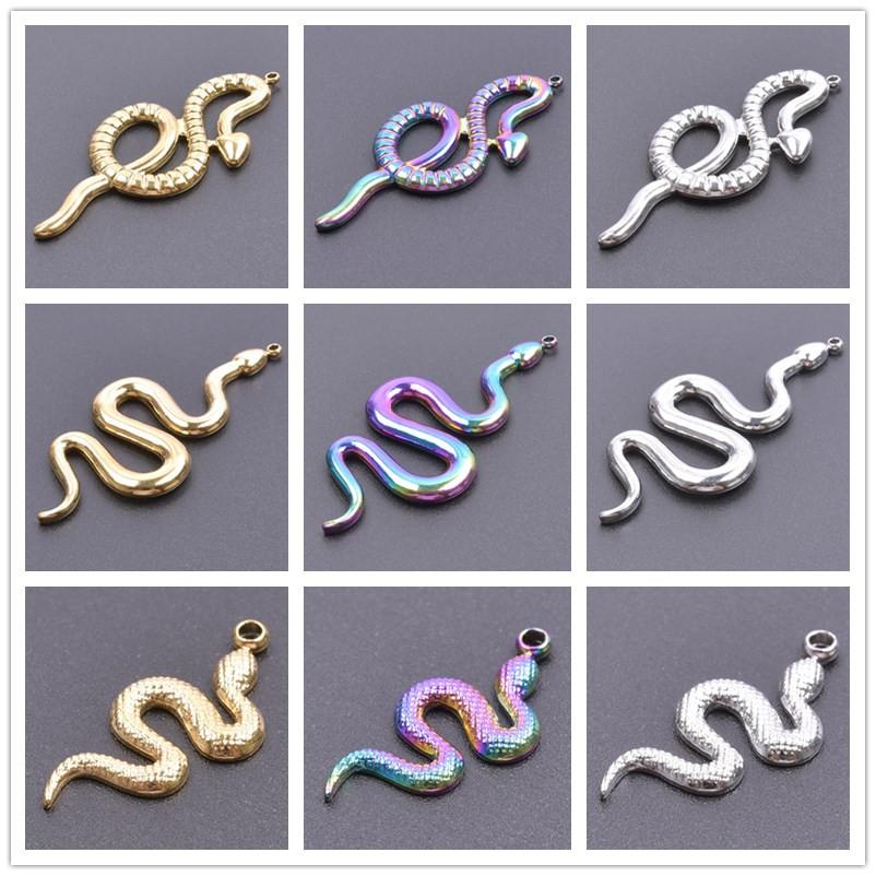 Different Style 3pcs Serpent Charm Stainless Steel Pendant Snake Pendant Charms For Jewelry Making Supplies Animal Punk Material