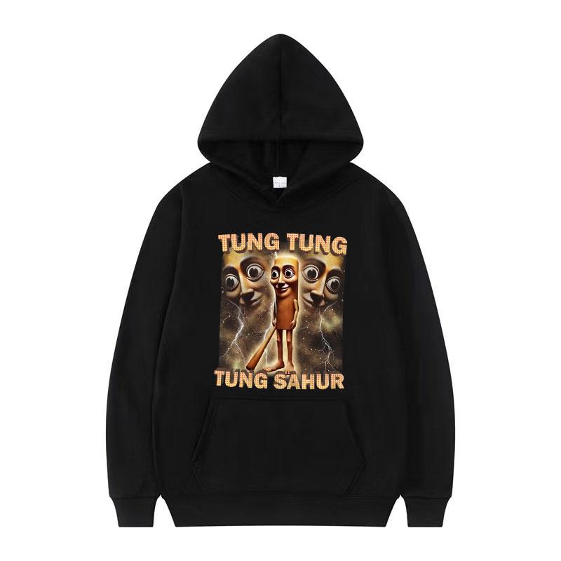 Tung Tung Tung Sahur Lustige Baseballschläger Meme Hoodies für Männer Vintage 90er Humor Hoodie Unisex Hohe Qualität Langarm Sweatshirt