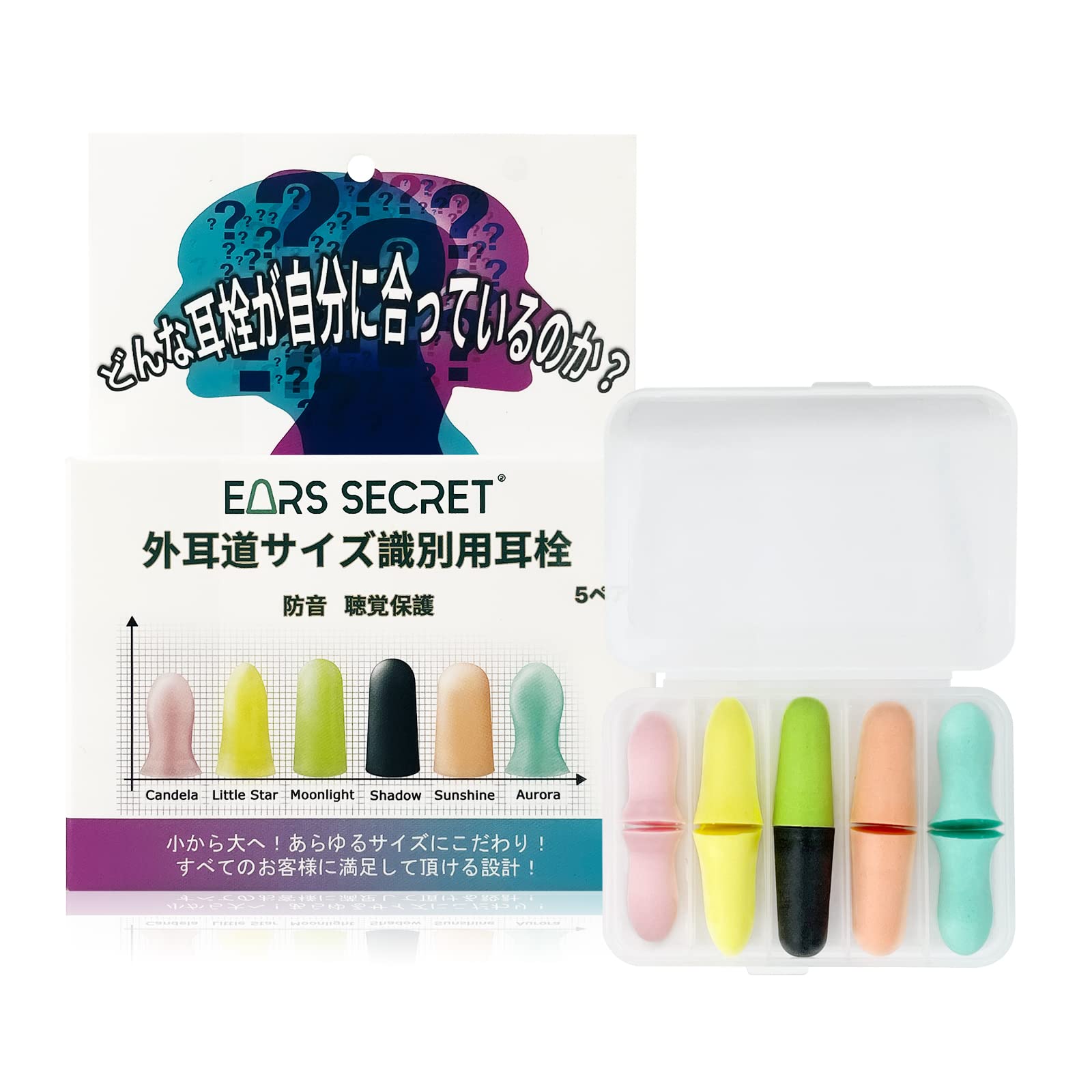 

EARS SECRET Ear Canal Size Identification Small to Available in All for Noise Bullet Travel Earplugs, Large, Sizes, Sleep, Reduction, Reading, Trains,