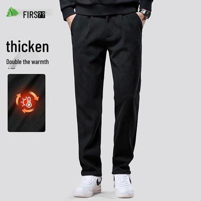 Shanshan Men's Thickened Warm Elastic Straight-Leg Casual Pants