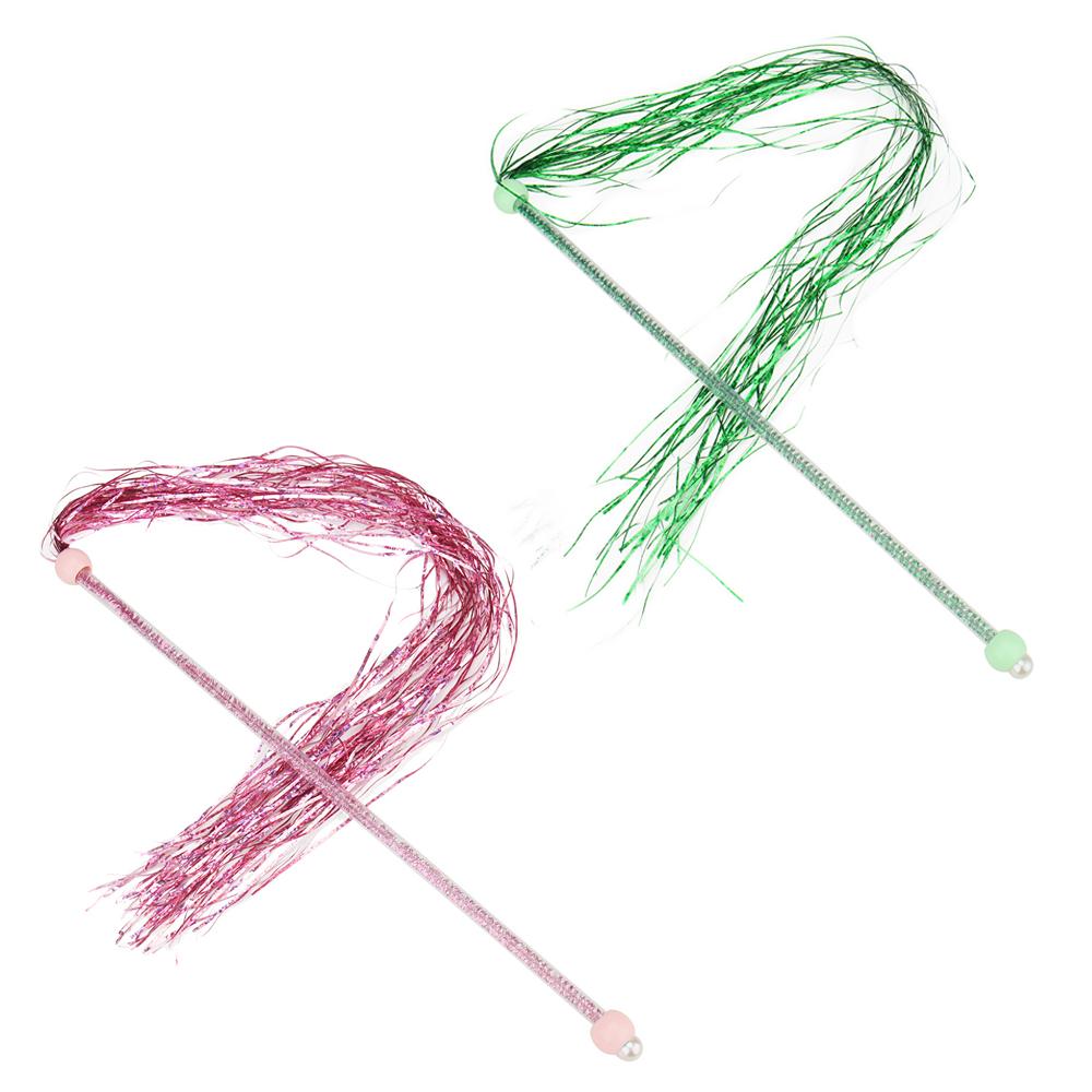 2pcs Colorful Kitten Interactive Rod Tassel Cat Teaser Wand Toys Funny Stick Pet Toy
