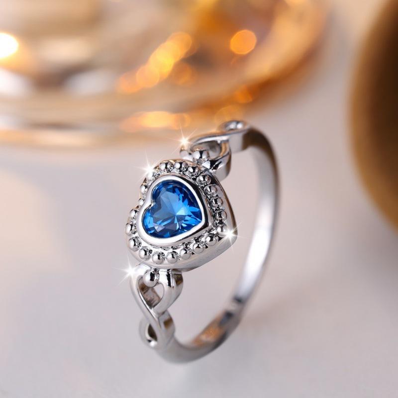 

Love Micro Water Blue Diamond Ring Women s Fashion Wedding Engagement Accessories no. 10