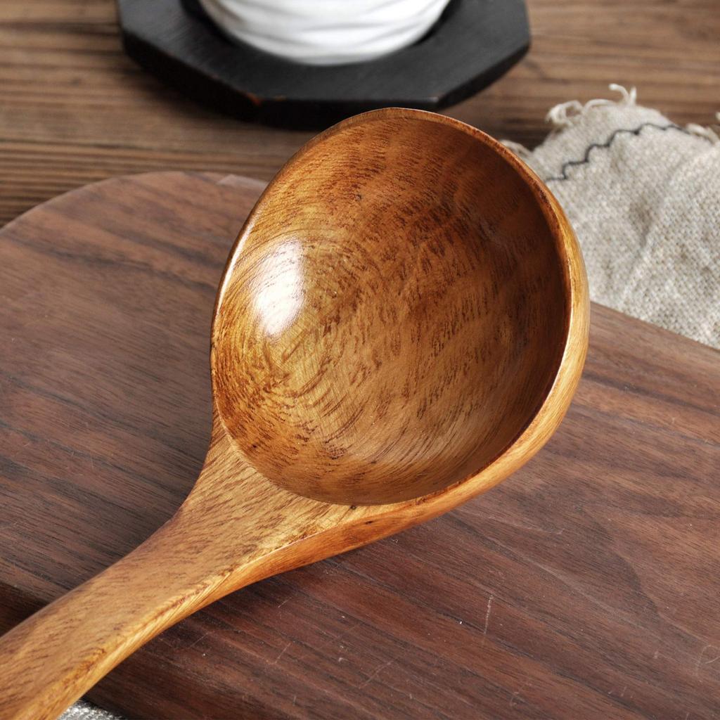 S/L Wooden Ladle Long Handle Ladle Utensils for Soup Handmade for Kitchen Cookware