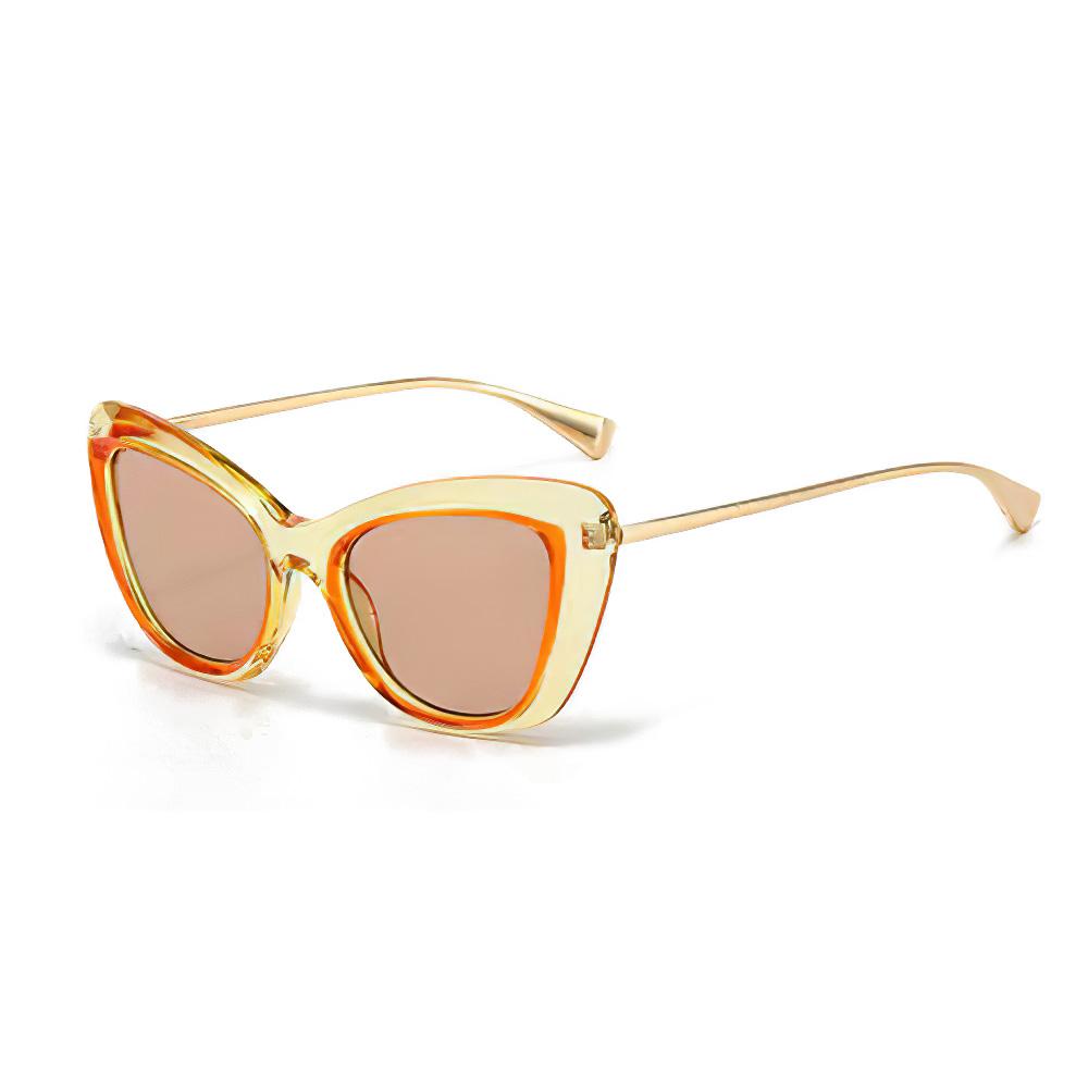 Sunglasses For Women Fashionable Cat Eye Shaped Golden Framed Glasses With High-End Design Showcasing Modern Style Sun Glasses