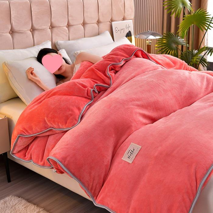 2026 Solid Color Thickened Milk Velvet Flannel Duvet Cover