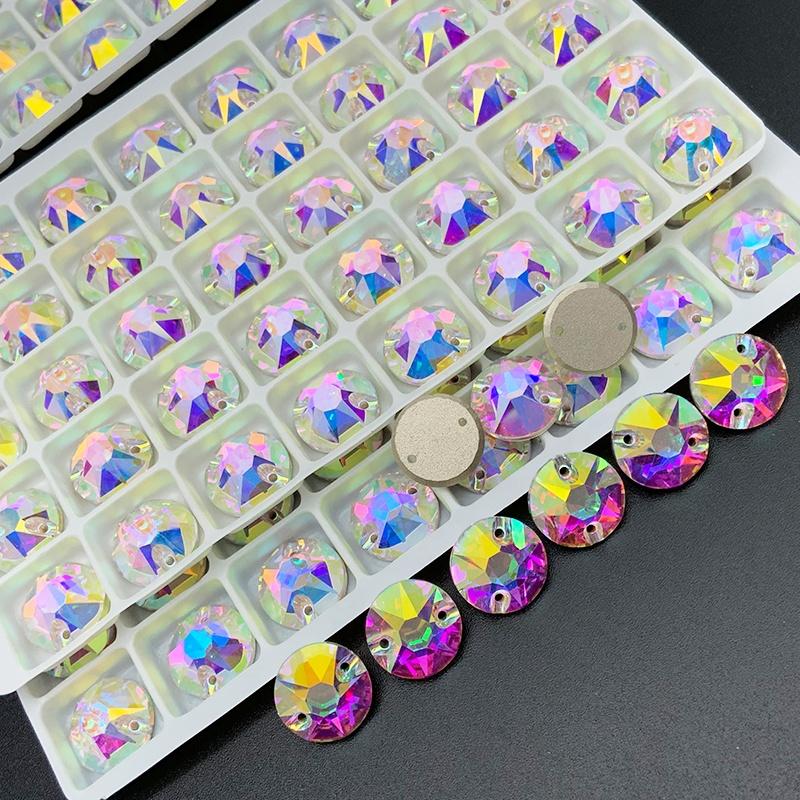 Crystal Strass Sew on Rhinestones Flat Back Sew on Clothing Flatback Glass Sewing Crystals With Holes for Dresses