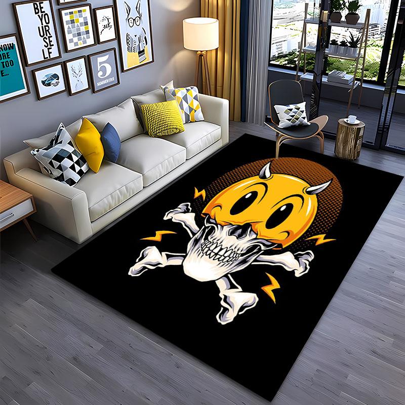 Tappeto Teschio Faccia Sorridente Creativo Divertente per Soggiorno Camera da Letto Corridoio Alfombra Antiscivolo Tappeto Divano Zerbino Decorazione Casa Tapete
